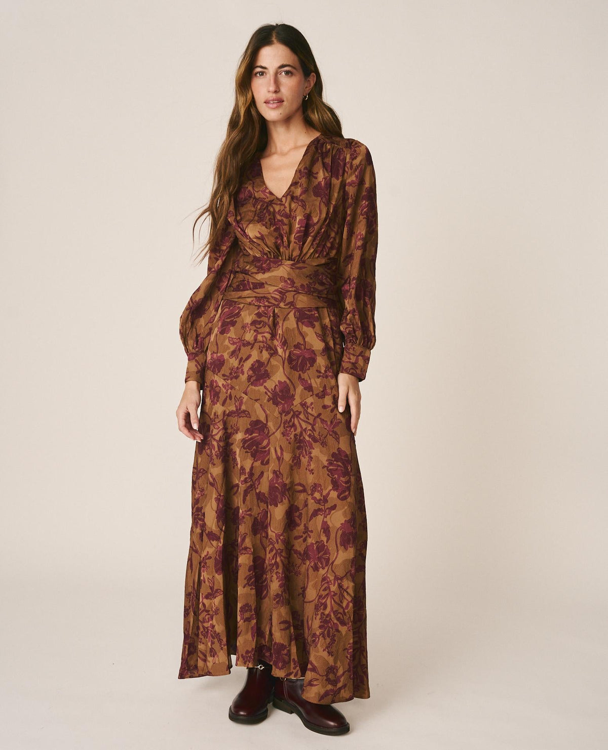 VESTIDO LARGO JACQUARD FLORAL
