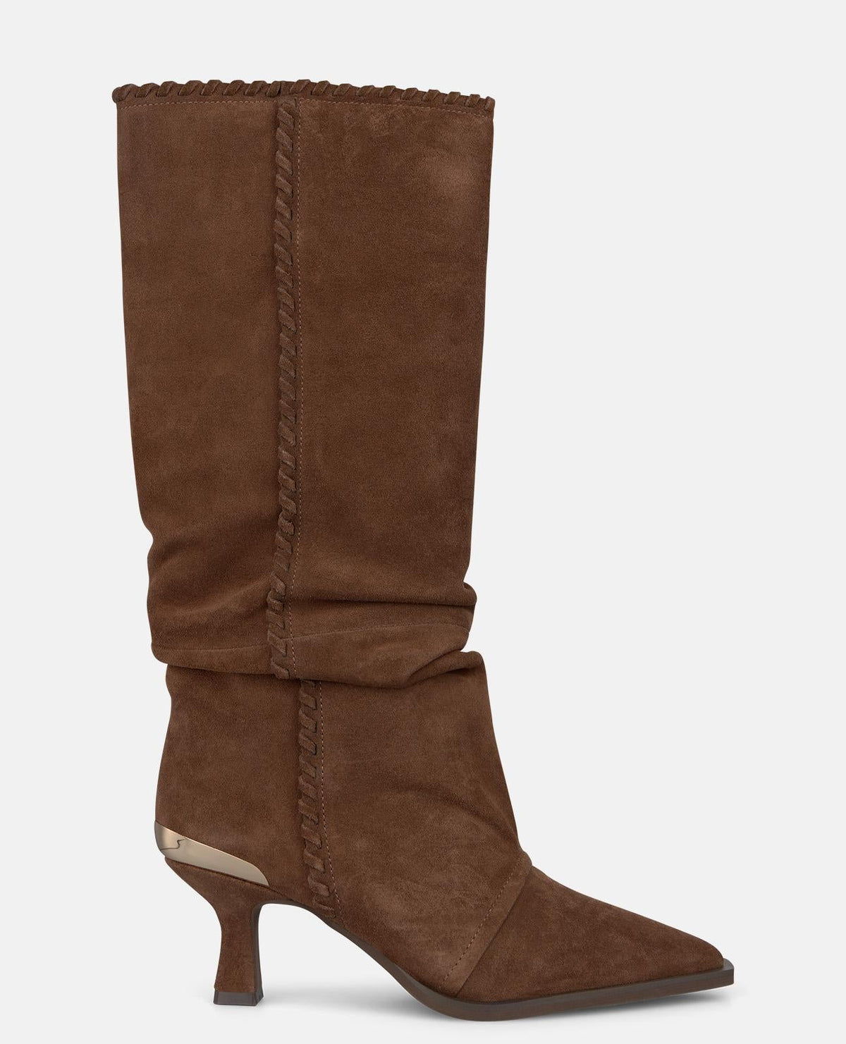BOTA DE PIEL CON EFECTO FRUNCIDO