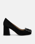 ZAPATO TACÓN DE ANTE CON ADORNO