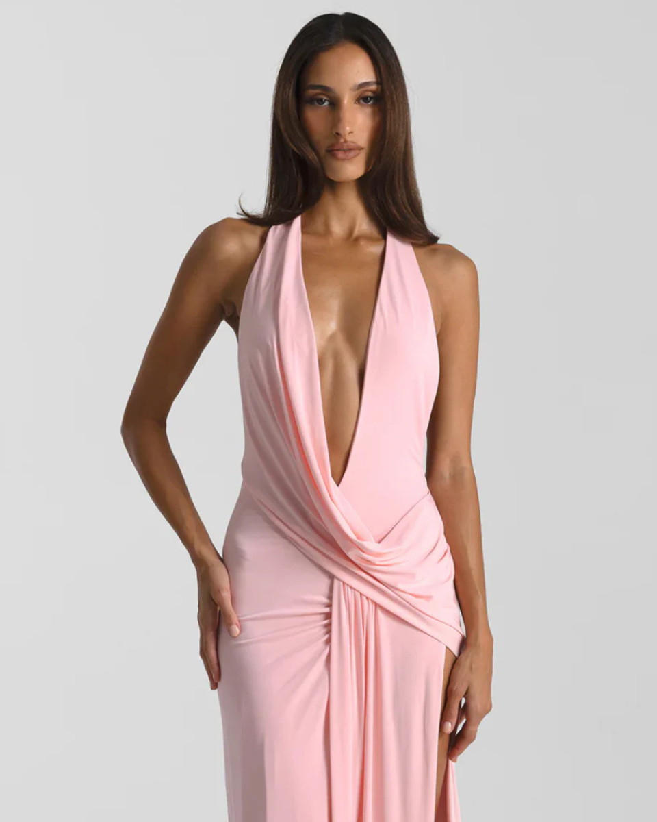 Mila • Vestido Maxi Sin Espalda con Cuello Halter