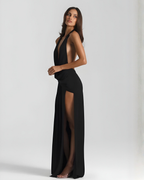 Mila • Vestido Maxi Sin Espalda con Cuello Halter