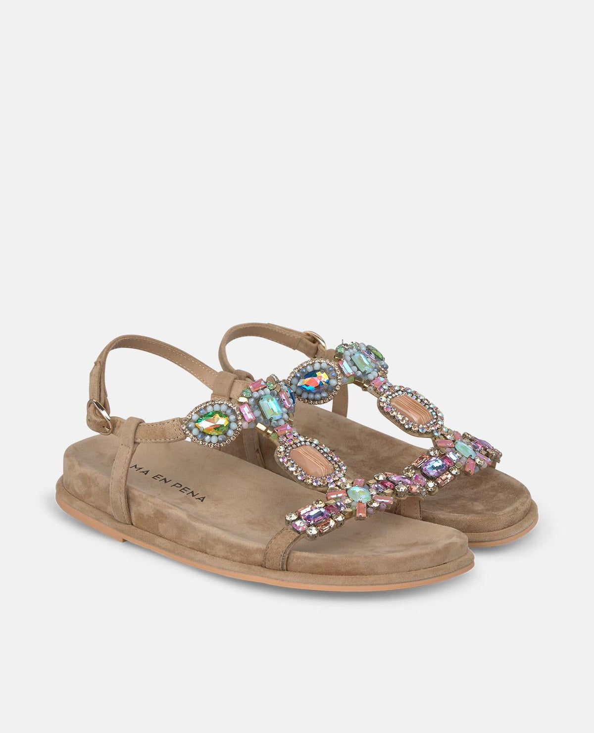 SANDALIA PLANA CON DETALLE JOYAS