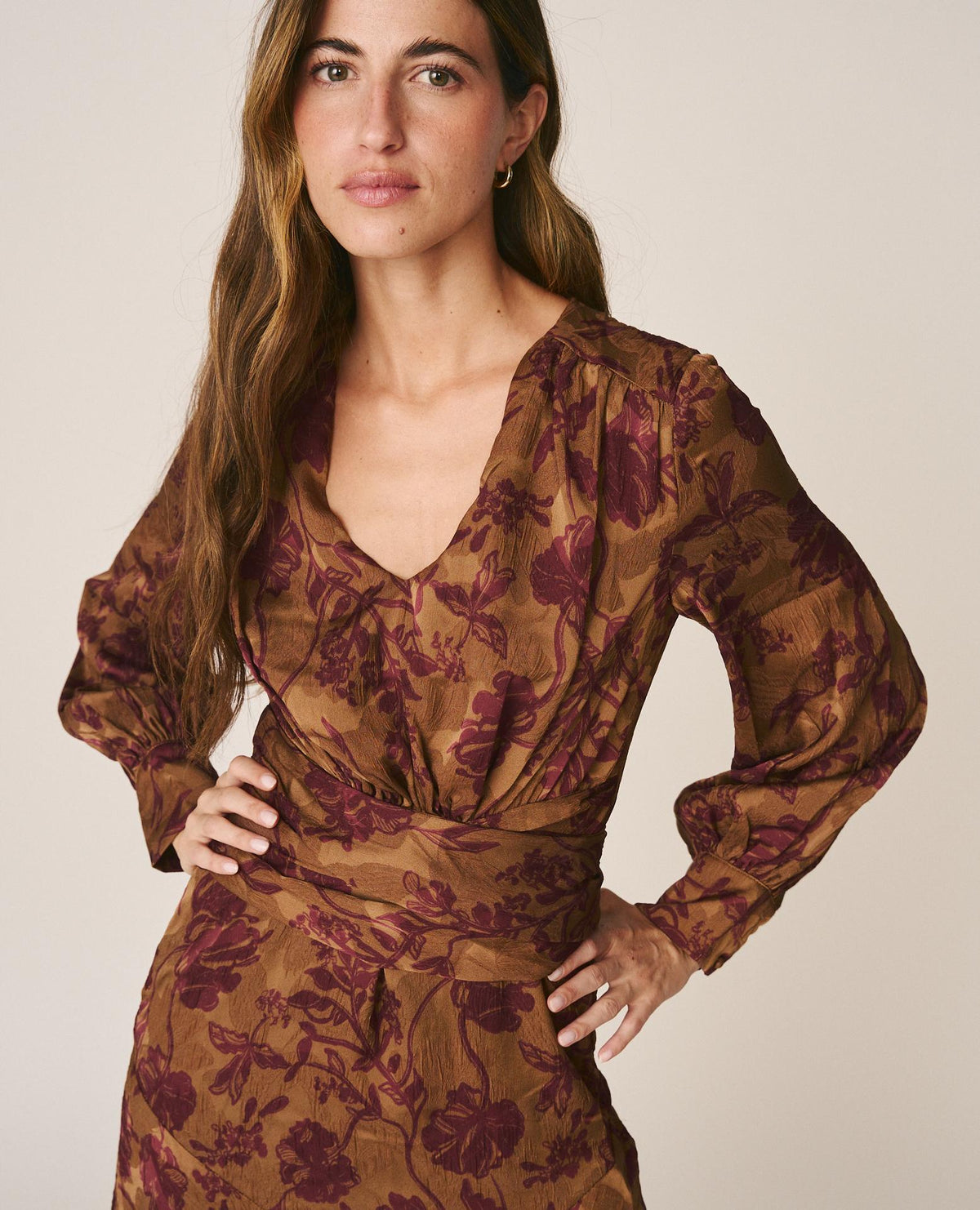 VESTIDO LARGO JACQUARD FLORAL