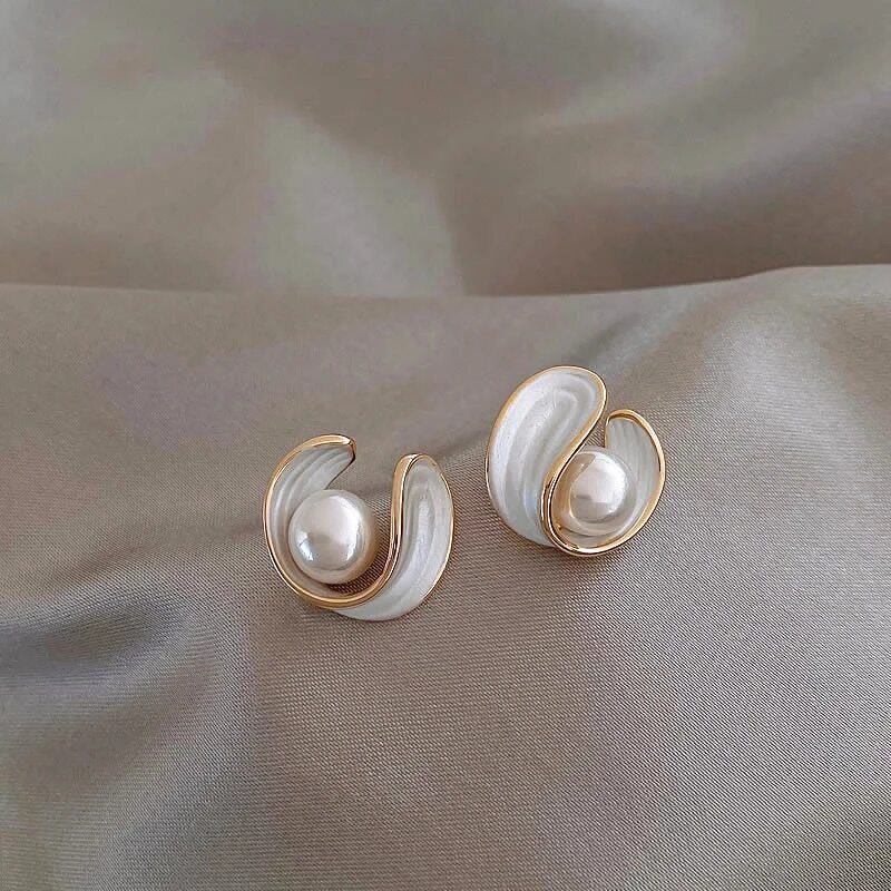 Pendientes de Ópalo Blanco de Lujo con Perlas de Oro