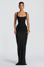 Valentina • Vestido Maxi Esculpido en Reloj de Arena