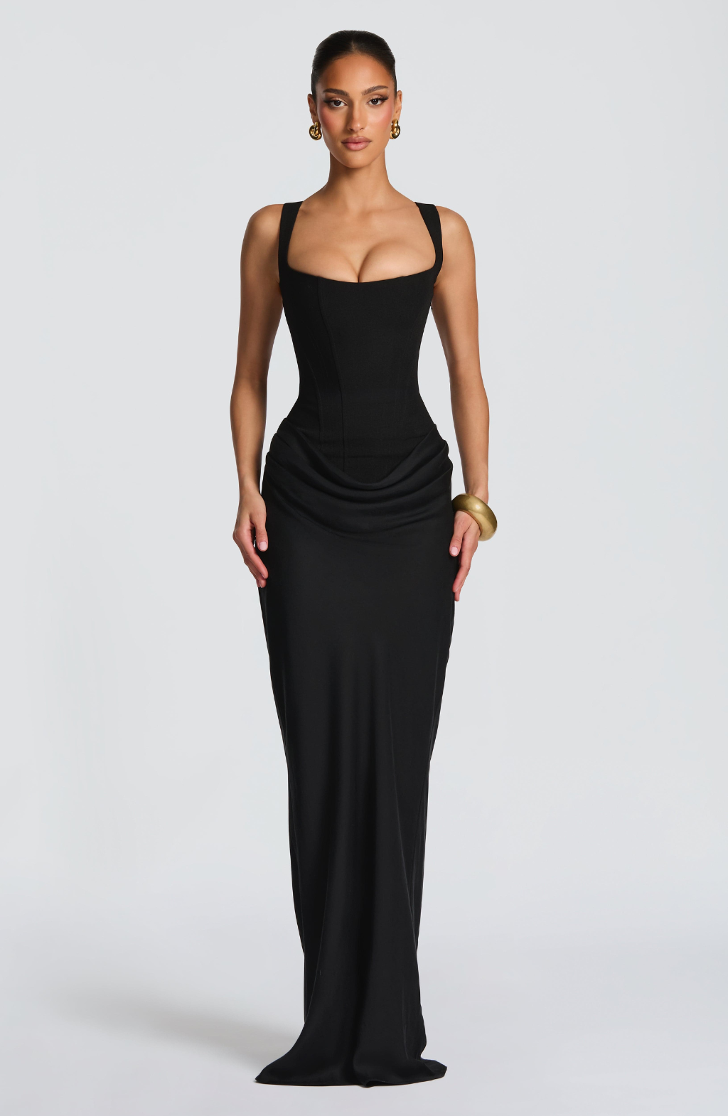 Valentina • Vestido Maxi Esculpido en Reloj de Arena