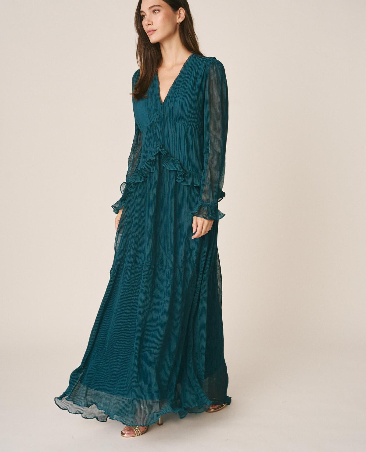 VESTIDO LARGO PLISADO