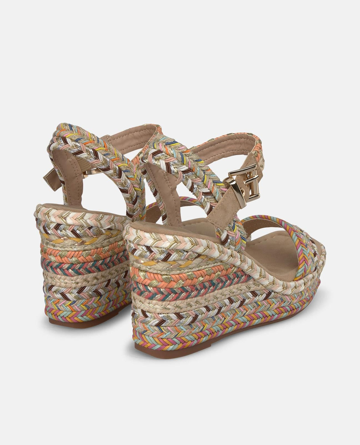 SANDALIA CUÑA TIRAS MULTICOLOR
