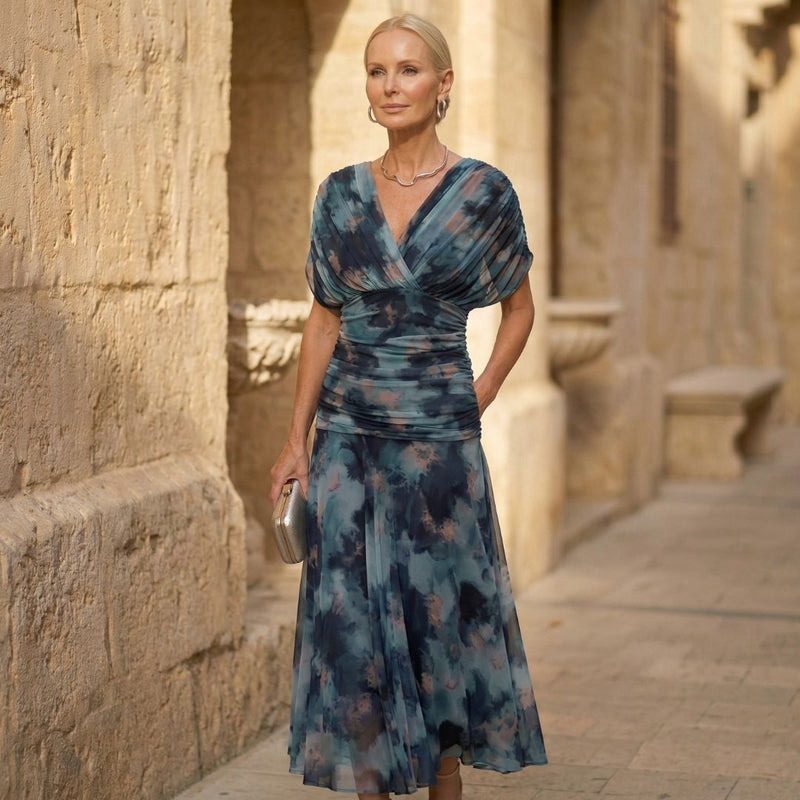 Aurelia™ – Vestido acuarela en tonos azules