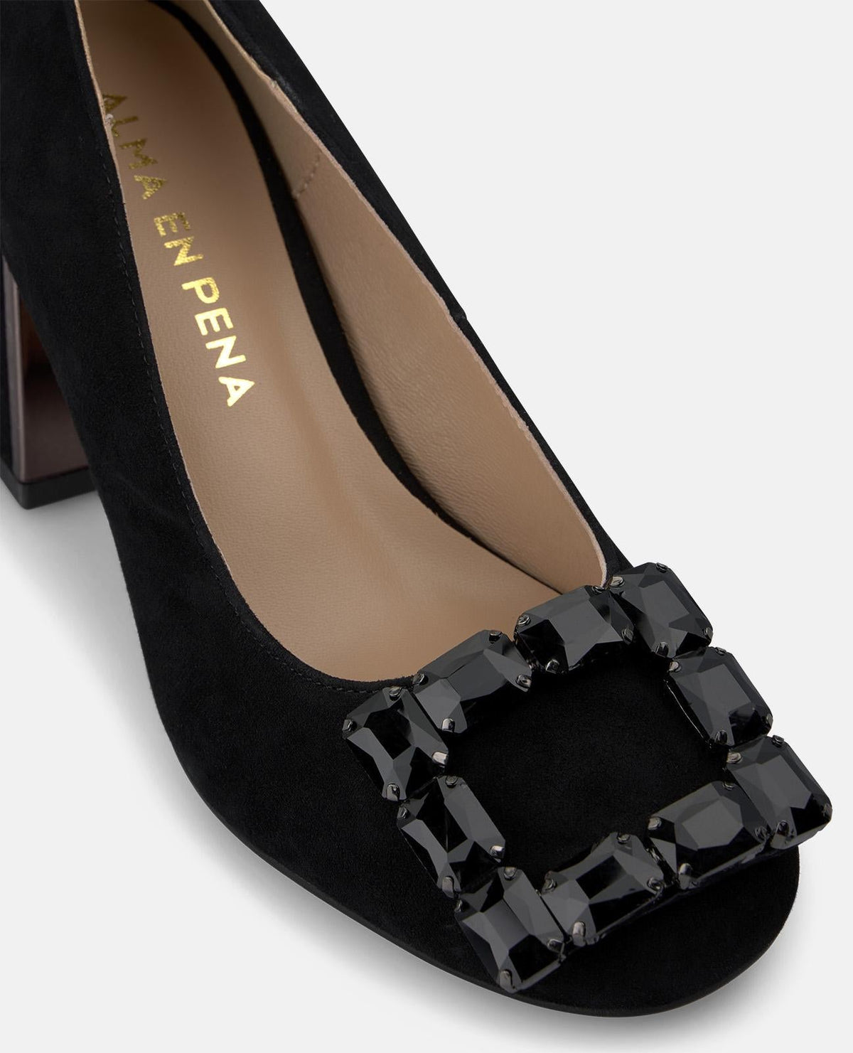 ZAPATO TACÓN DE ANTE CON ADORNO