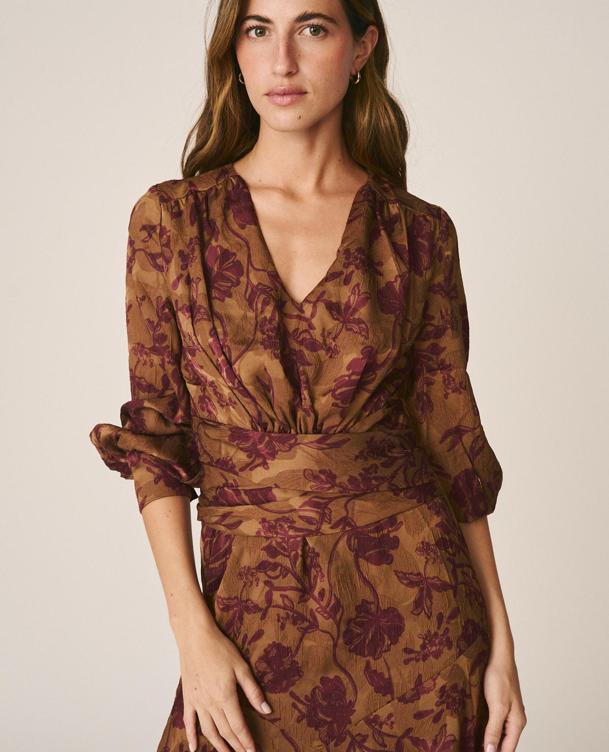 VESTIDO LARGO JACQUARD FLORAL