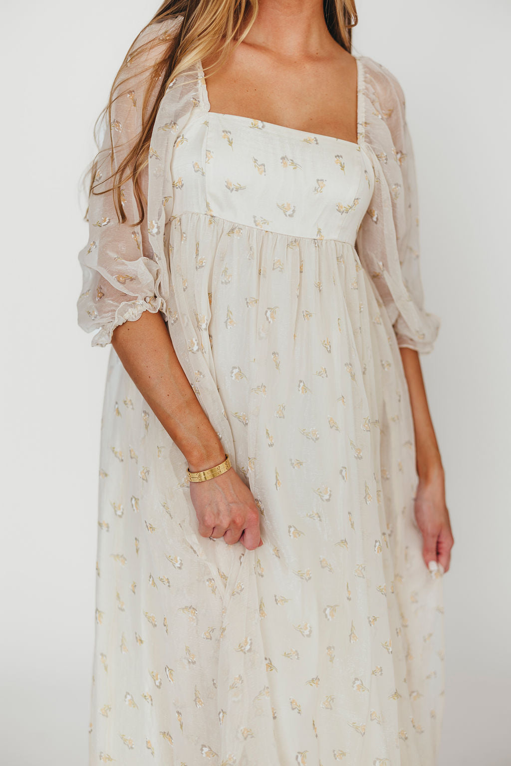Jimena · Vestido maxi de flores con smock - Apto premamá y tallas inclusivas (S-4XL)
