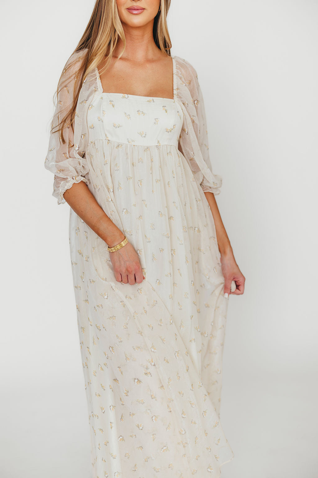 Jimena · Vestido maxi de flores con smock - Apto premamá y tallas inclusivas (S-4XL)