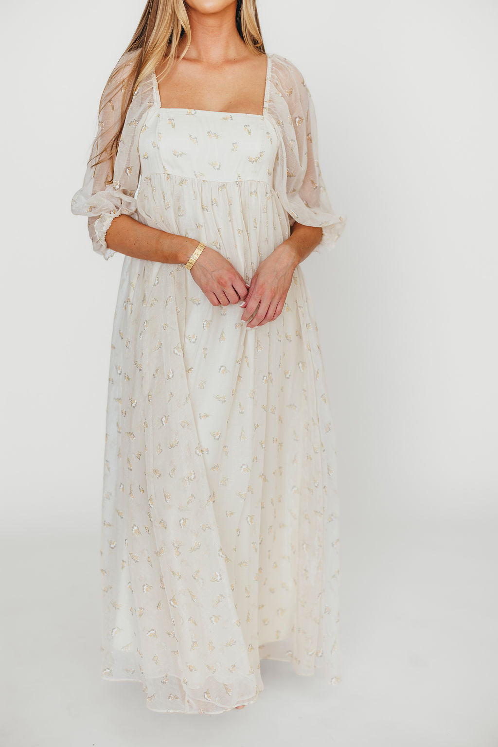 Jimena · Vestido maxi de flores con smock - Apto premamá y tallas inclusivas (S-4XL)