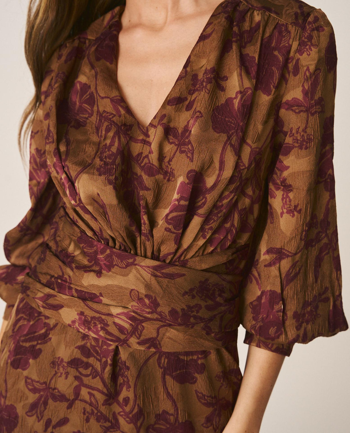 VESTIDO LARGO JACQUARD FLORAL