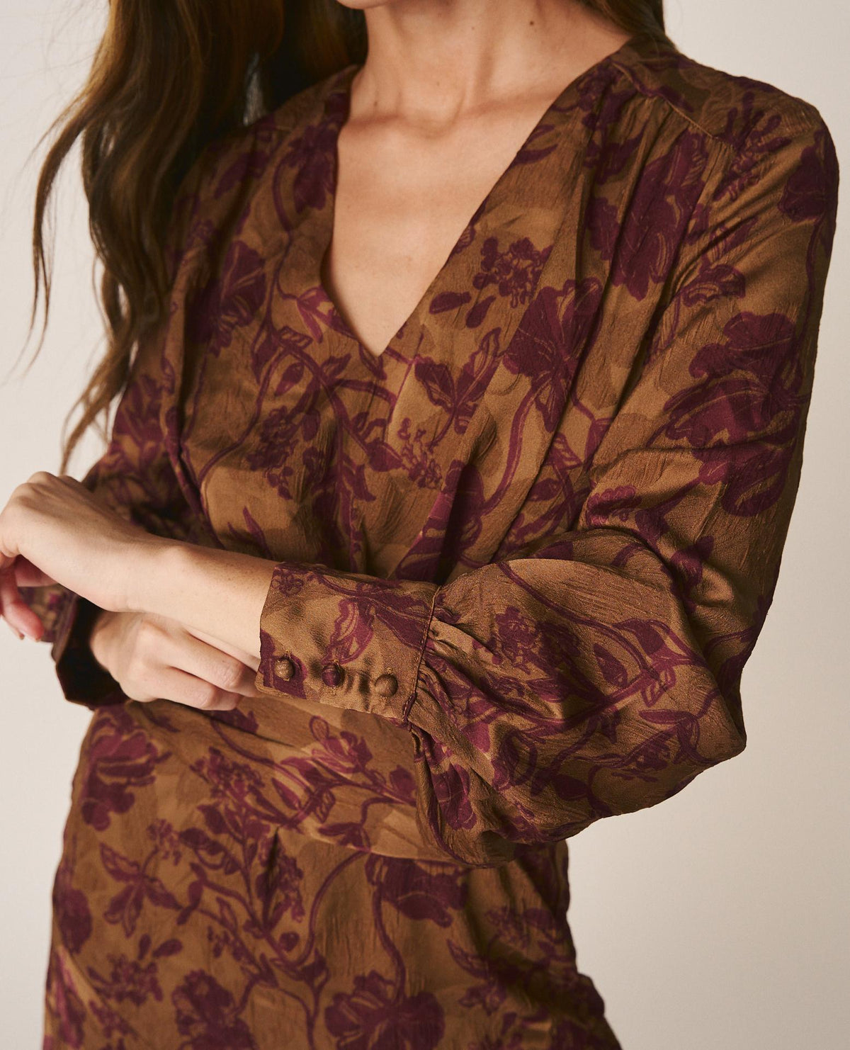 VESTIDO LARGO JACQUARD FLORAL