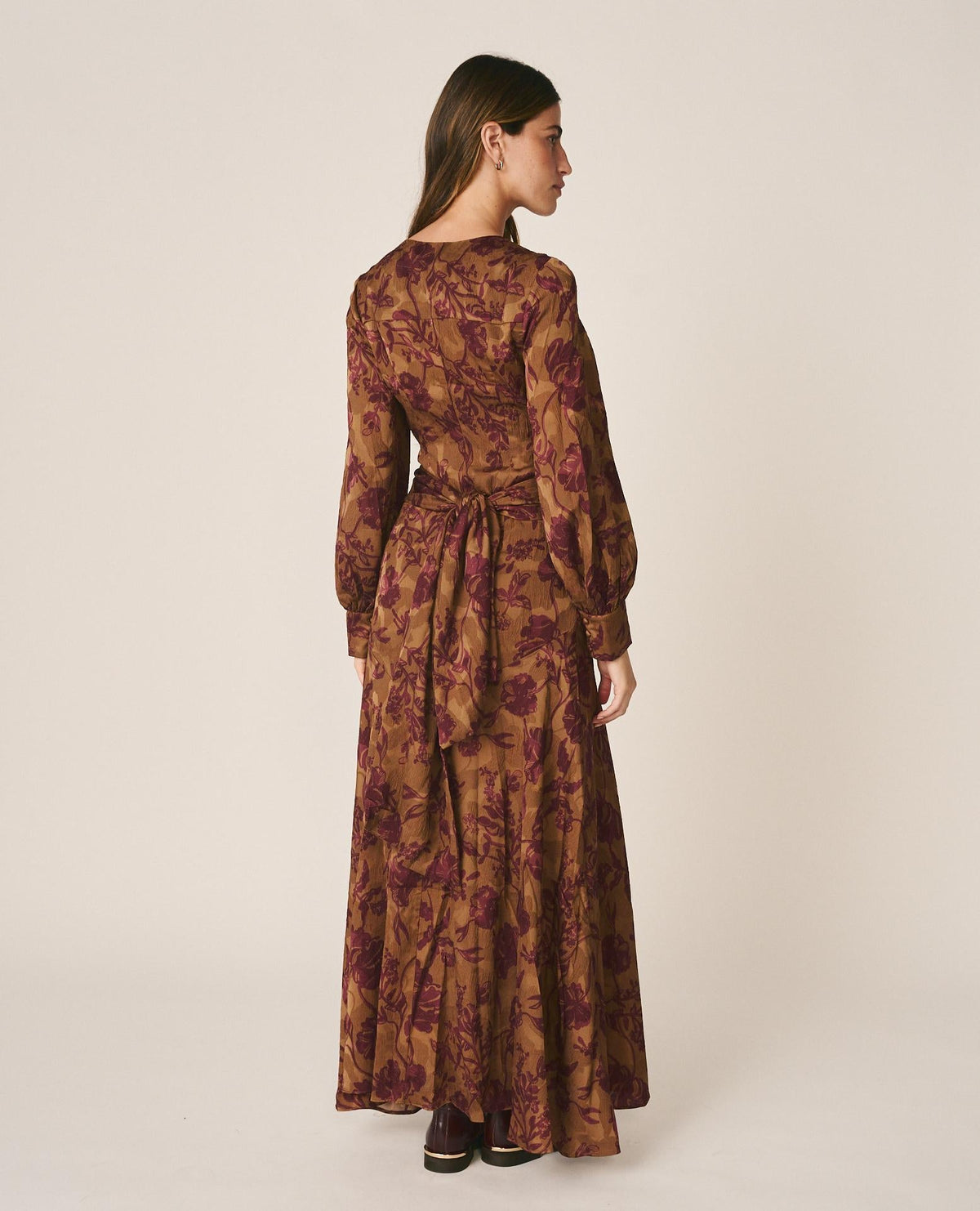 VESTIDO LARGO JACQUARD FLORAL