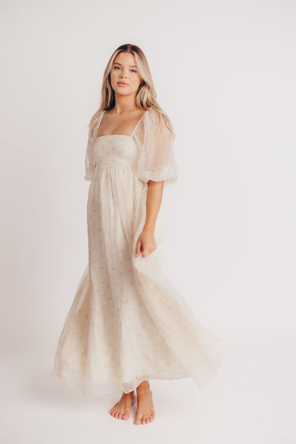 Jimena · Vestido maxi de flores con smock - Apto premamá y tallas inclusivas (S-4XL)