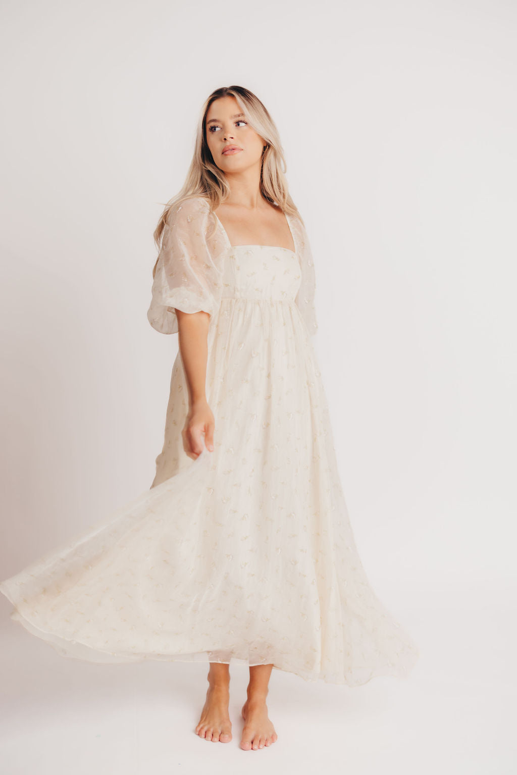 Jimena · Vestido maxi de flores con smock - Apto premamá y tallas inclusivas (S-4XL)