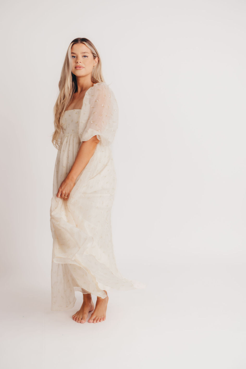 Jimena · Vestido maxi de flores con smock - Apto premamá y tallas inclusivas (S-4XL)