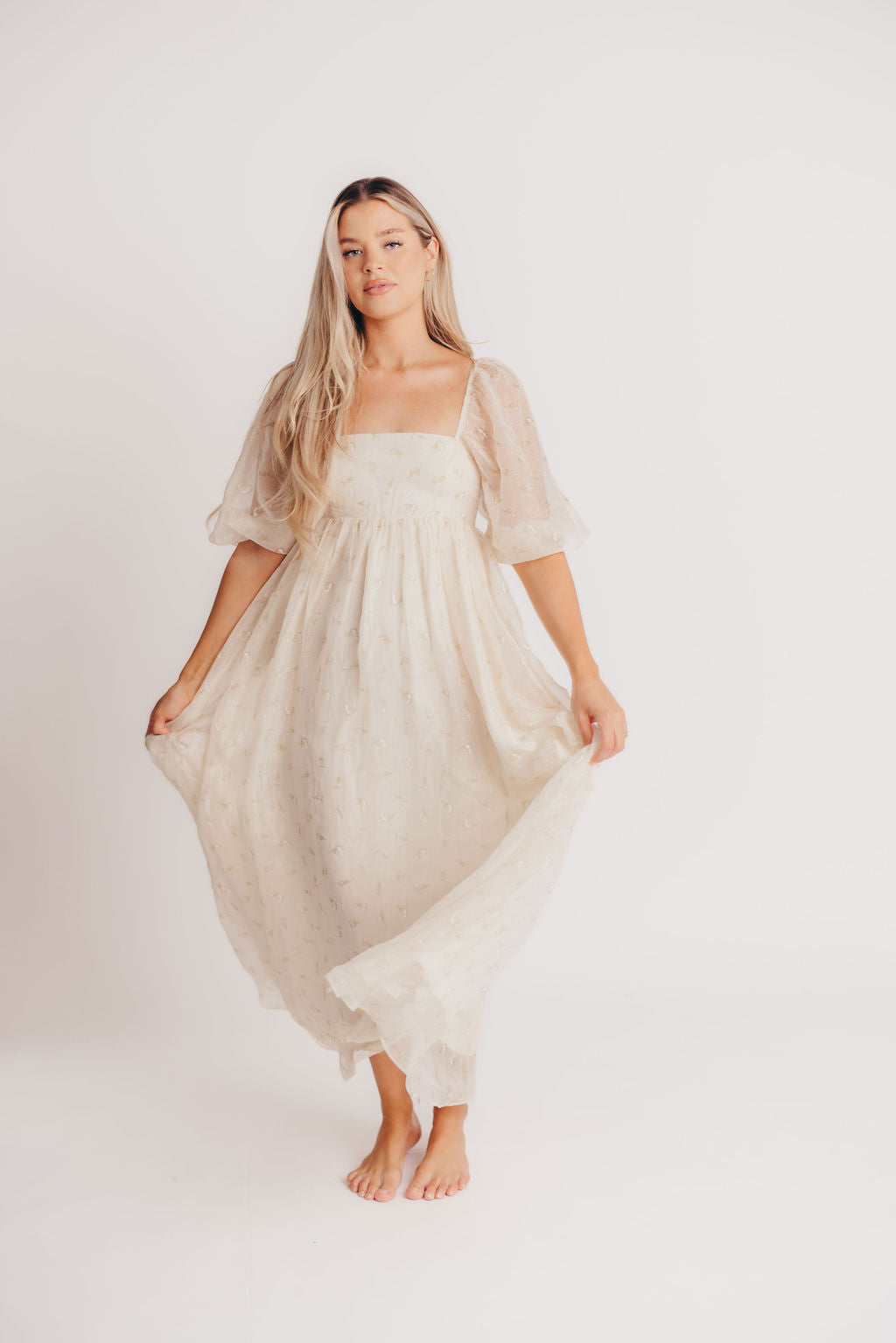 Jimena · Vestido maxi de flores con smock - Apto premamá y tallas inclusivas (S-4XL)