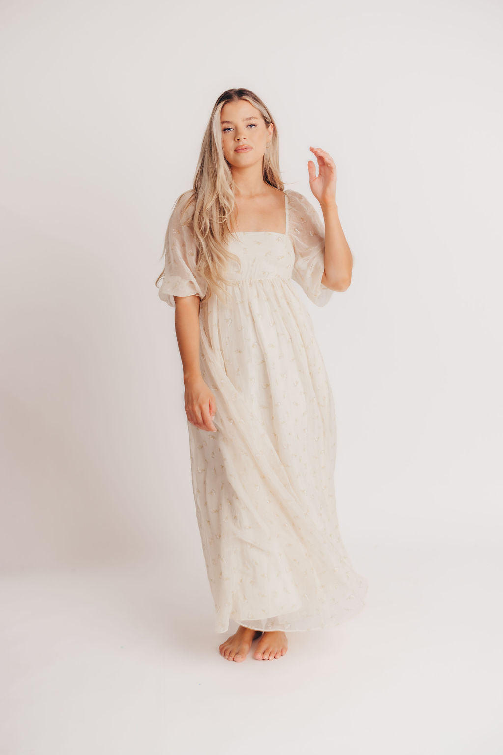 Jimena · Vestido maxi de flores con smock - Apto premamá y tallas inclusivas (S-4XL)