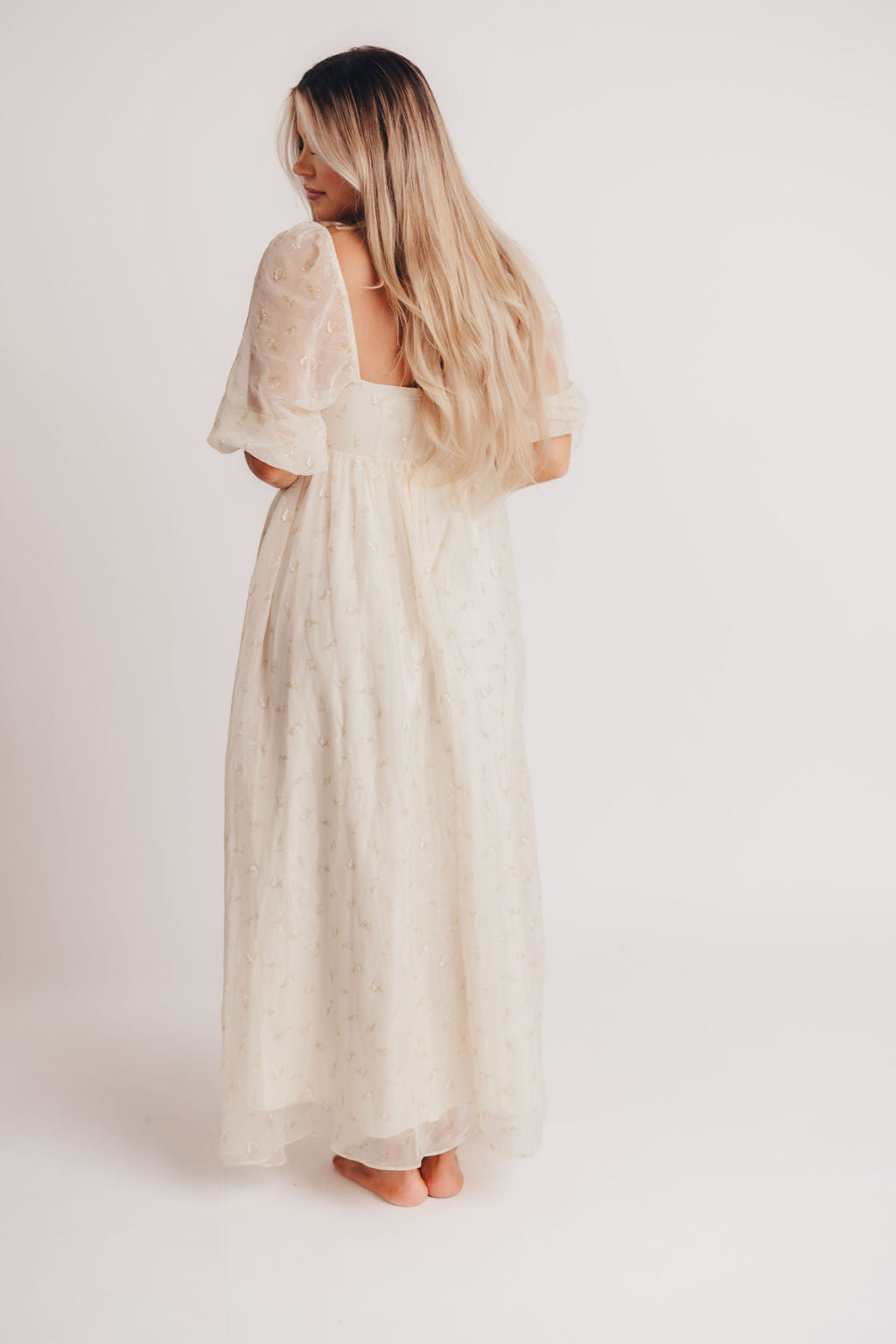 Jimena · Vestido maxi de flores con smock - Apto premamá y tallas inclusivas (S-4XL)