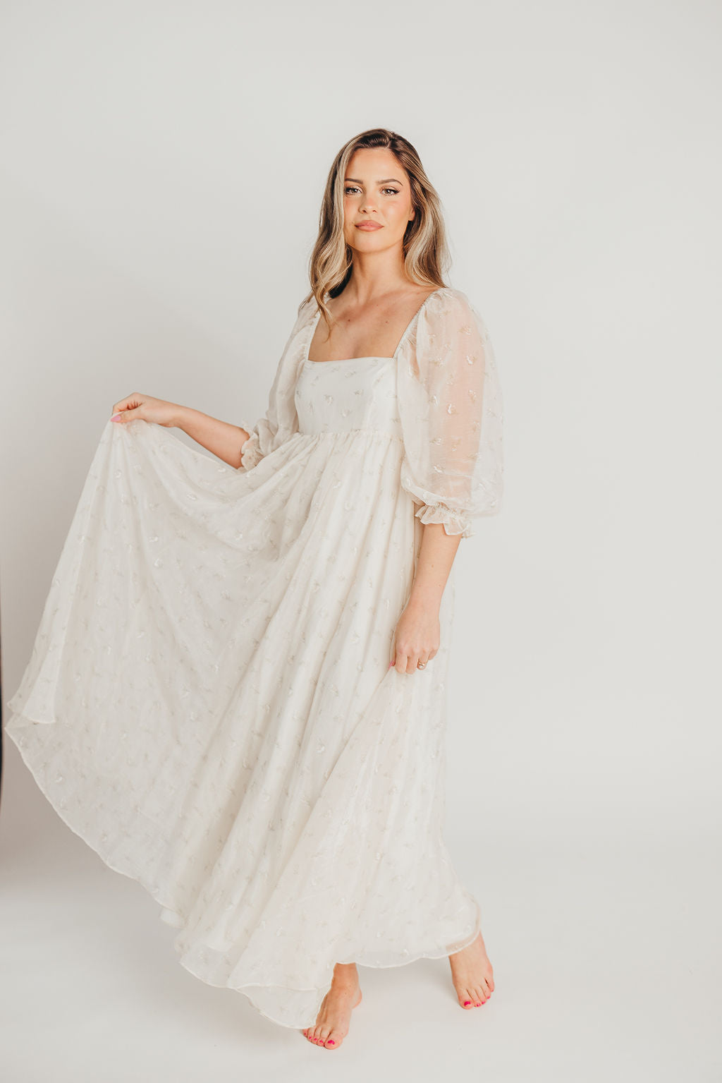 Jimena · Vestido maxi de flores con smock - Apto premamá y tallas inclusivas (S-4XL)