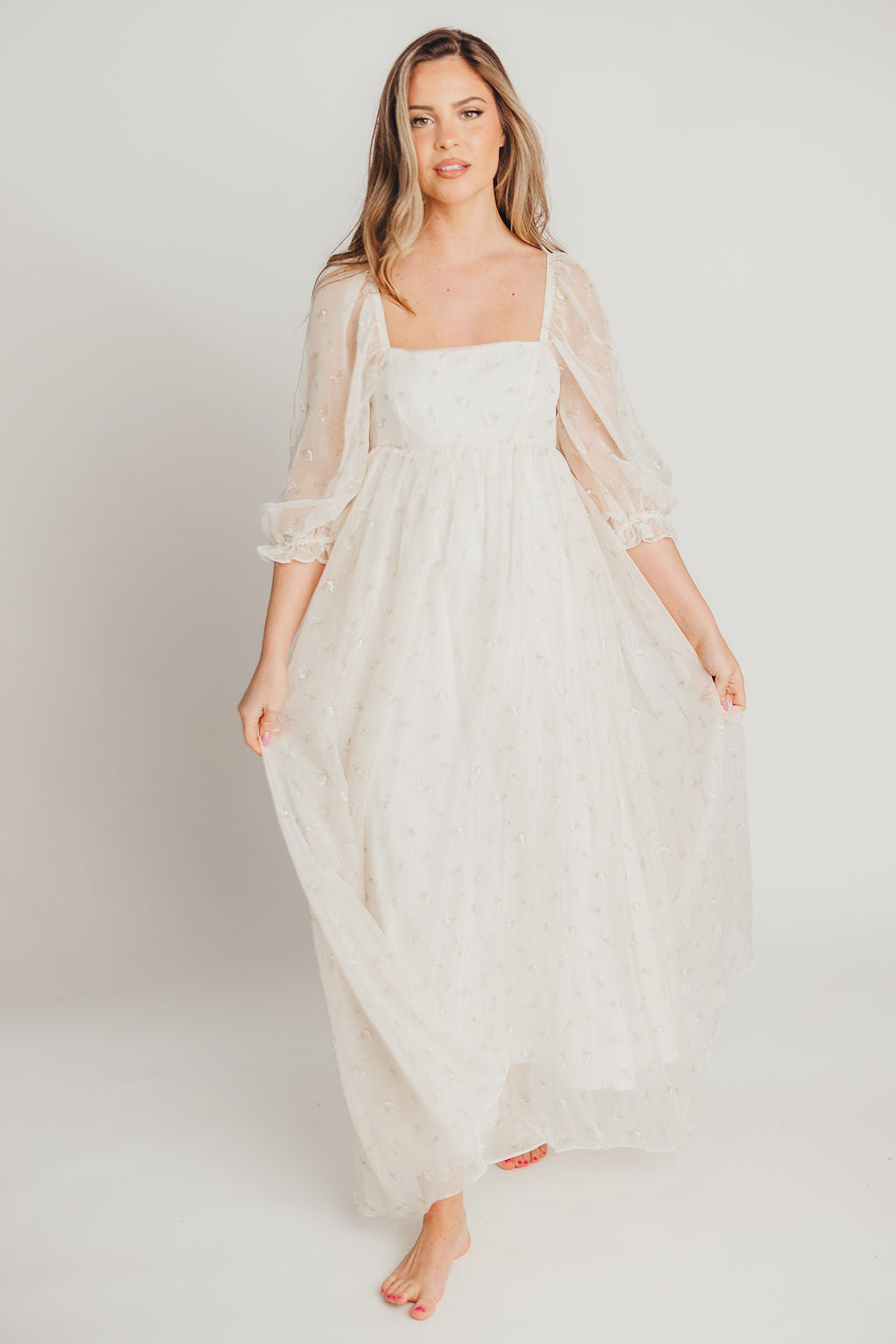 Jimena · Vestido maxi de flores con smock - Apto premamá y tallas inclusivas (S-4XL)