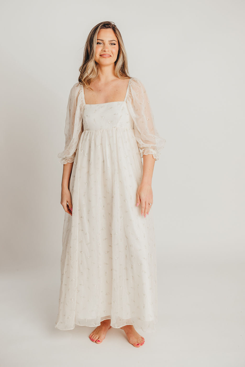 Jimena · Vestido maxi de flores con smock - Apto premamá y tallas inclusivas (S-4XL)
