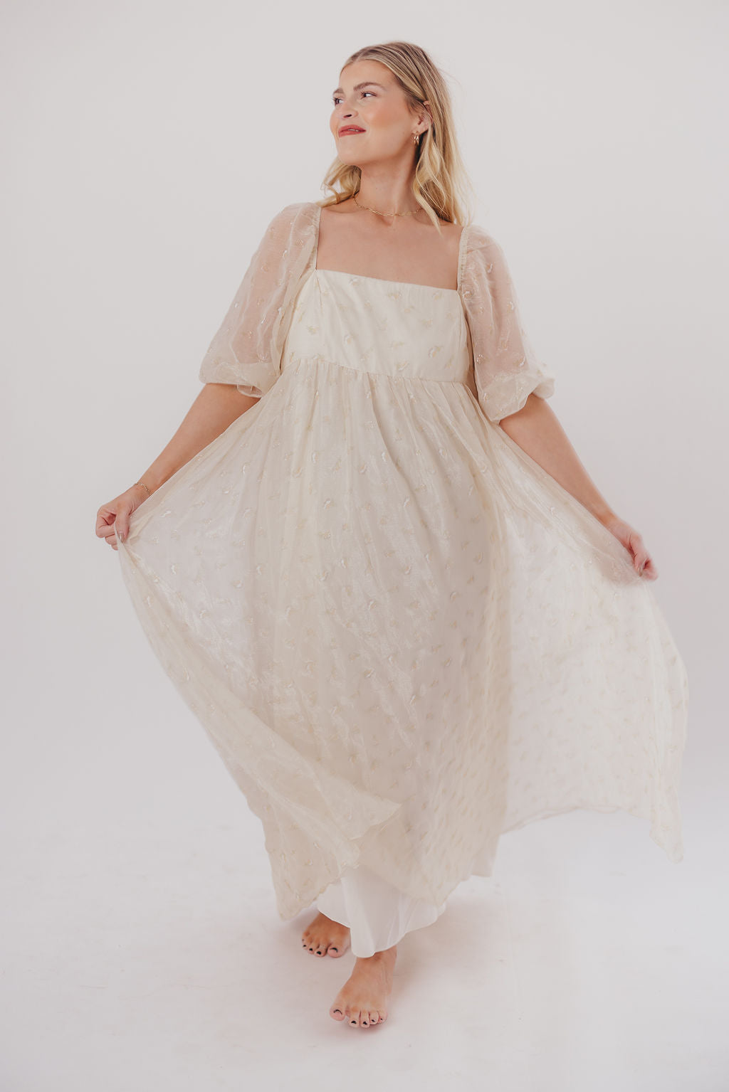 Jimena · Vestido maxi de flores con smock - Apto premamá y tallas inclusivas (S-4XL)