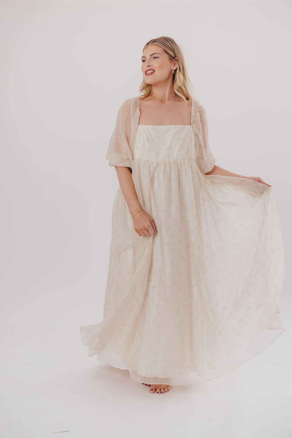 Jimena · Vestido maxi de flores con smock - Apto premamá y tallas inclusivas (S-4XL)