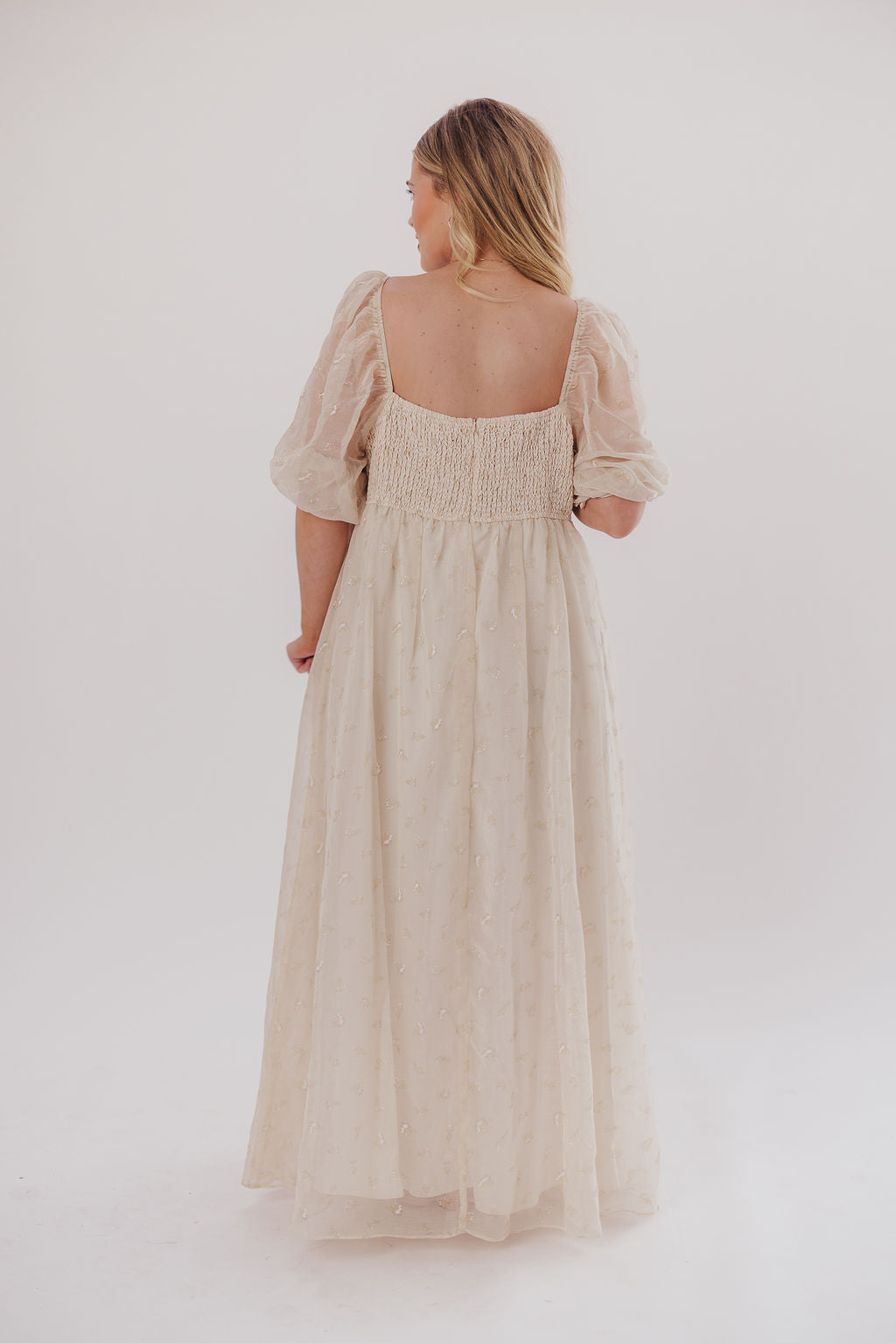 Jimena · Vestido maxi de flores con smock - Apto premamá y tallas inclusivas (S-4XL)