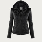 Chaqueta Flavia de efecto piel con capucha en negro