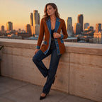 Liora · Chaqueta de Punto con Detalles Vaqueros
