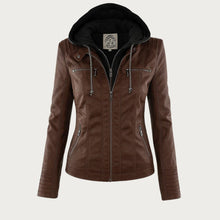 Flavia · Chaqueta efecto piel con capucha desmontable en Marrón oscuro