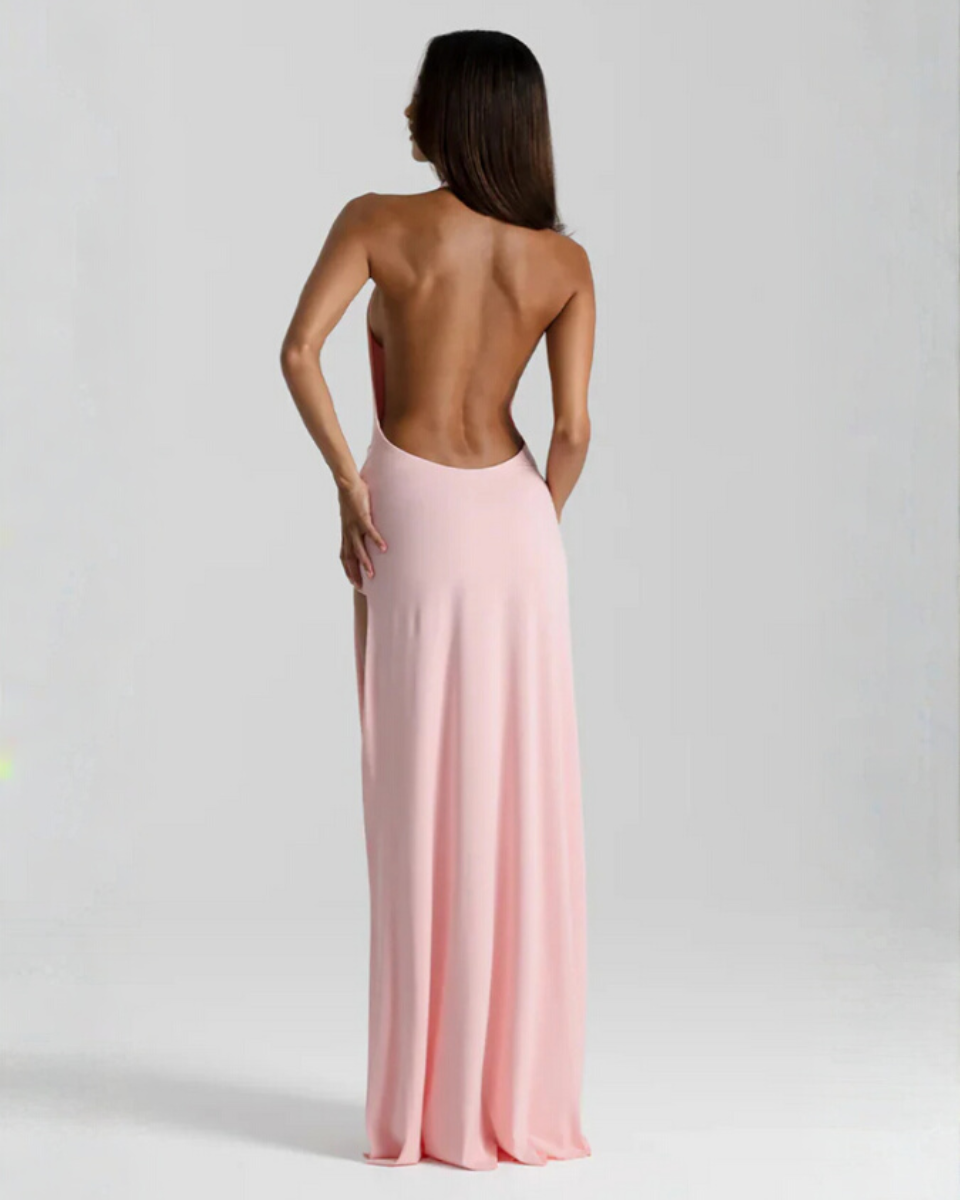 Mila • Vestido Maxi Sin Espalda con Cuello Halter