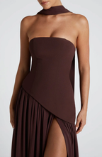 Vega • Vestido Maxi Sin Tirantes con Bufanda a Juego