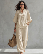 CLAUDIA | Conjunto con blusa abotonada