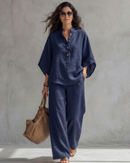 CLAUDIA | Conjunto con blusa abotonada