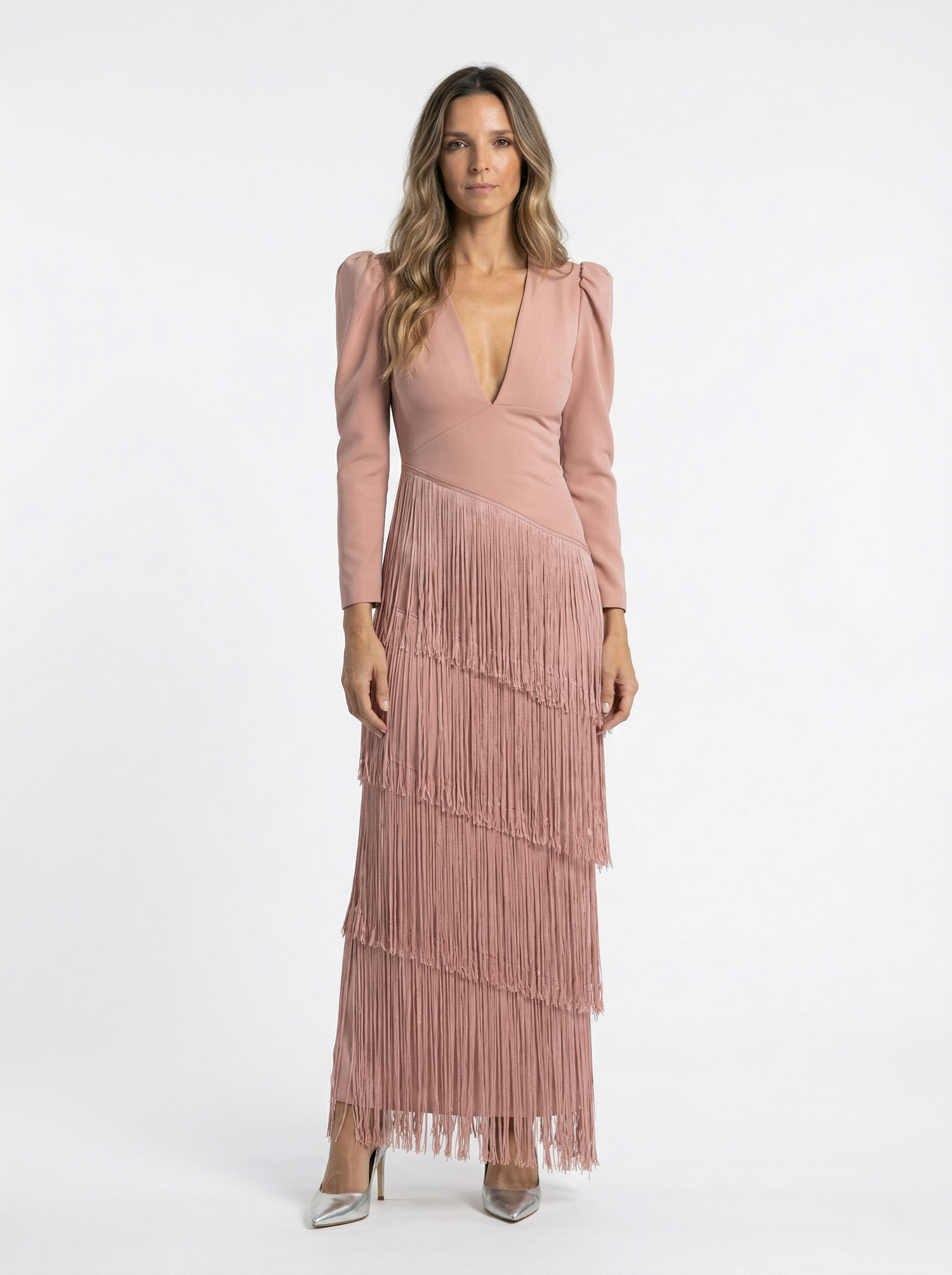 Clara | Vestido elegante de flecos con mangas