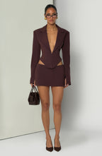 Blazer Corto Agatha - Marrón Ciruela