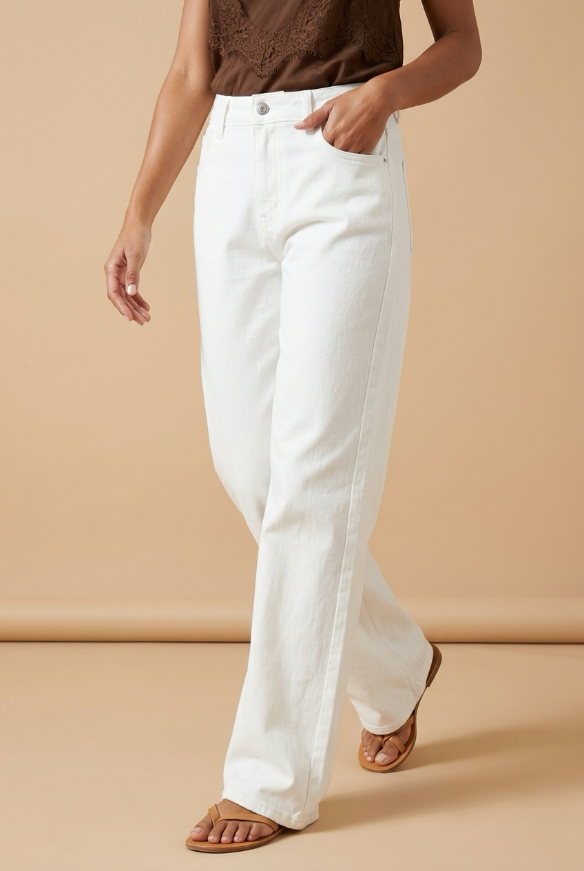 Aveline · Vaqueros wide leg en crudo