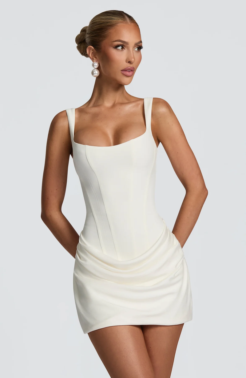 Maribel • Vestido Mini con Falda Draped