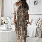 Vestido Altea con estampado de leopardo y hombro asimétrico
