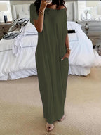 Vestido Altea verde militar de corte maxi fluido