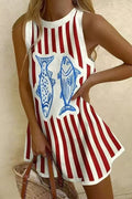 Delara™ | Mini Vestido com Estampado de Peixe