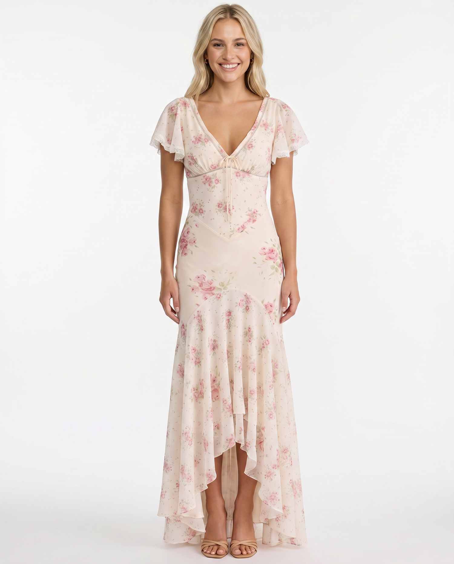 Nicole • Vestido Maxi Floral con Encaje