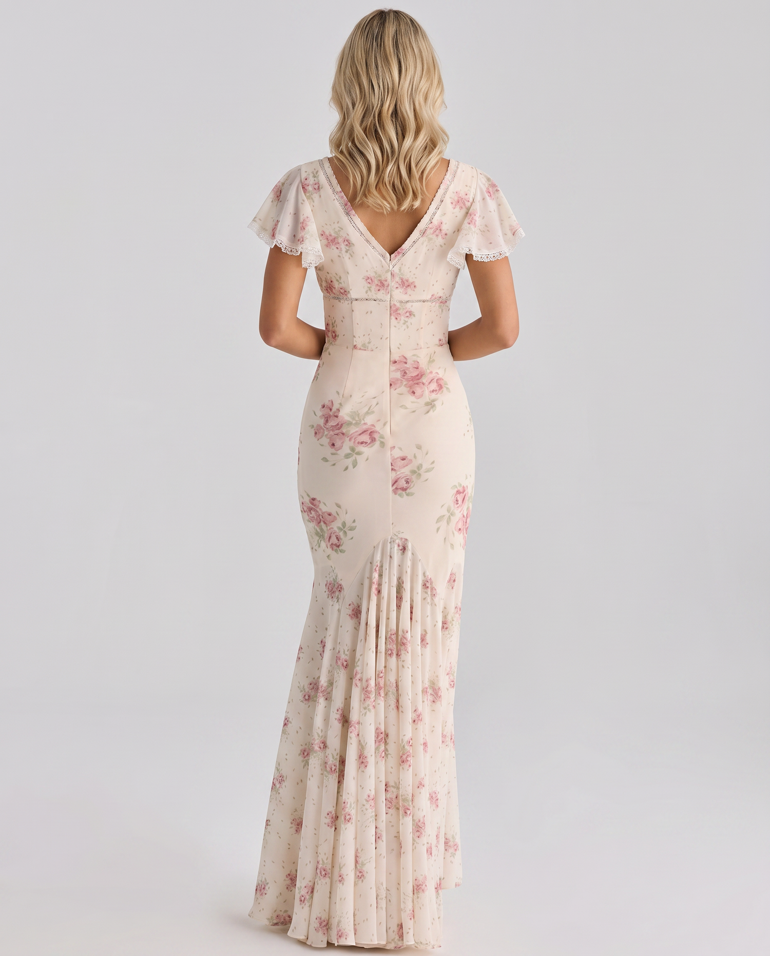Nicole • Vestido Maxi Floral con Encaje