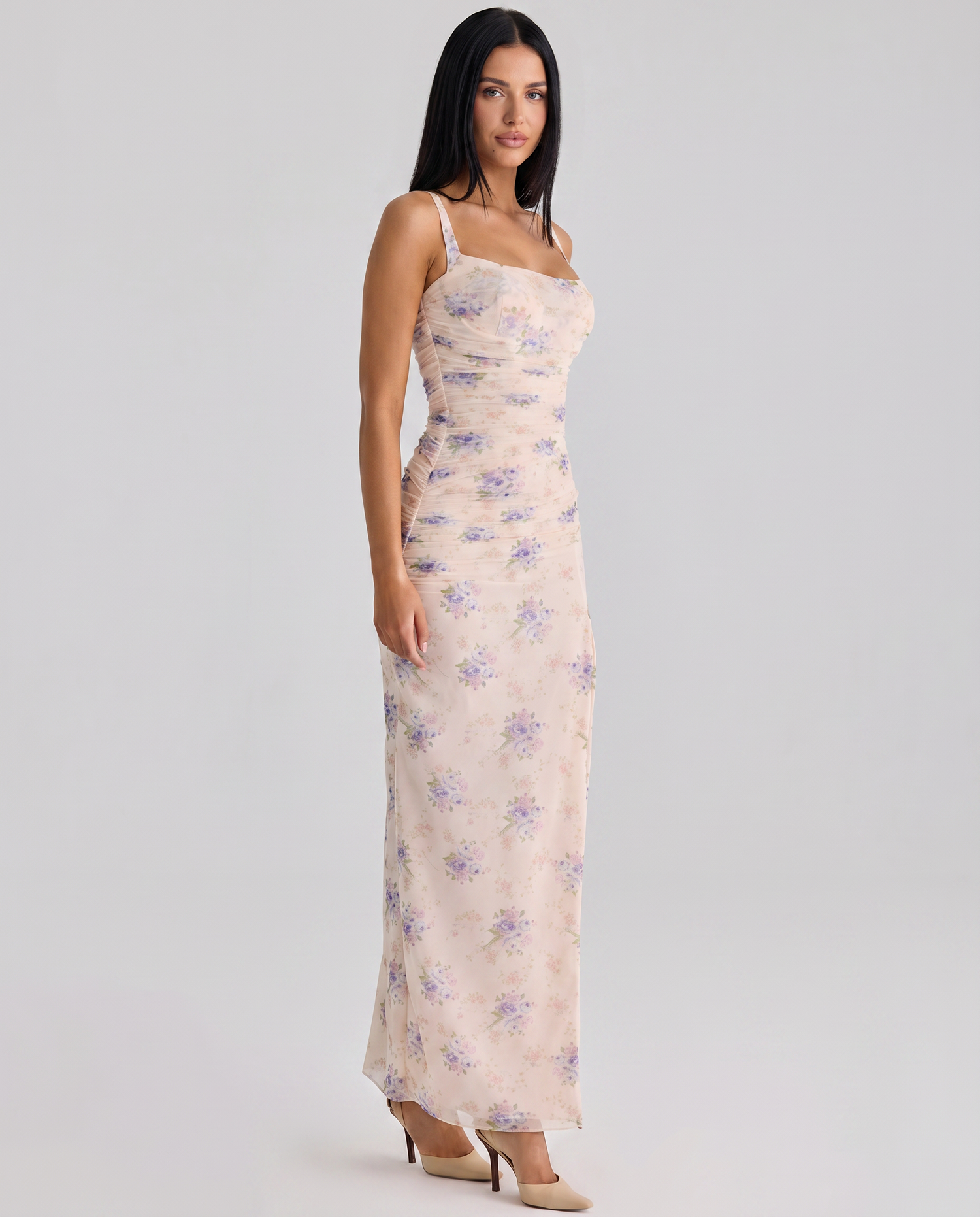 Estelle • Vestido Maxi con Estampado Floral y Corte Lateral